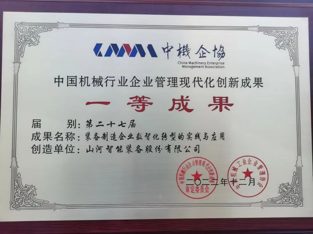 严害！必发集团智能喜获第二十七届中国机械行业企业治理现代化创新成就一等奖